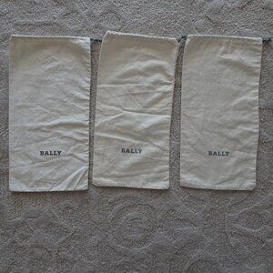 Set of 3 Bally Shoe Purse Dust Bag Drawstring 14”x 7” Beige